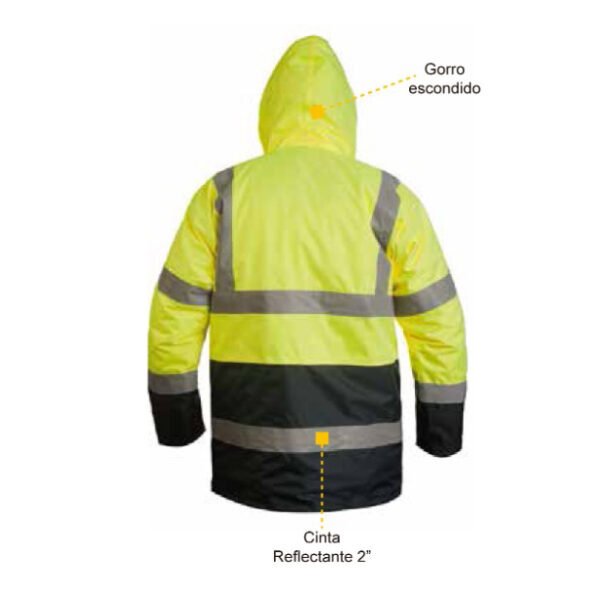 Parka térmica alta visibilidad bicolor Naranja Flúor - Imagen 4