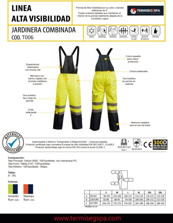 Jardinera térmica alta visibilidad bicolor Naranjo Fluor - Imagen 2